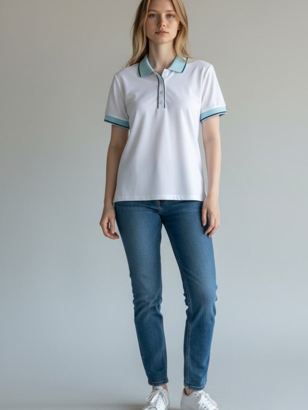Tail Golf Polo Size Large White Aqua Performance Short Sleeve